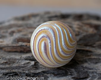 6782 (1)   - 18mm Bone Beige AB Swirl Czech Glass Button - Bone Beige AB 18mm Swirl Metal Shank Button