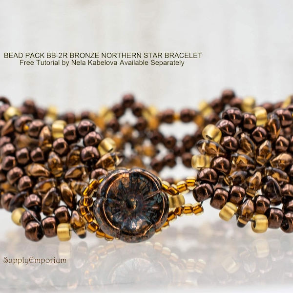 Bracelet Bead Pack, DIY Bracelet Pack, Beaded Bracelet Supplies, Free Tutorial, Bead Pack BB2R for Bronze Matubo Northern Star Bracelet
