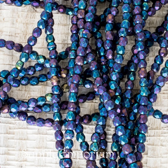 Czech Glass 2mm Firepolish Beads IRIS BLUE