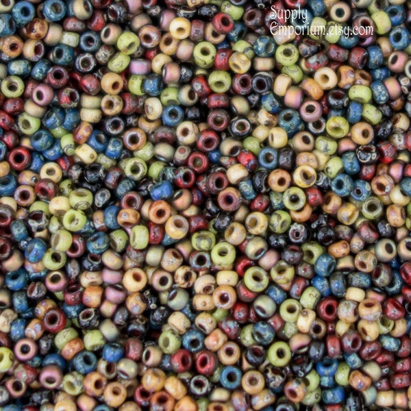 2118 (10g)   11/0 Miyuki Opaque Picasso Mix, 11/0 Miyuki Rocaille Seed Bead Mix - Exclusive Picasso Mix Two 11/0 Round Seed Beads