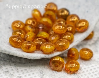 Czech Glass Rondelle, 3x5mm Rondelle Bead,  Yellow Orange Rondelle, 2940 (30 Beads)