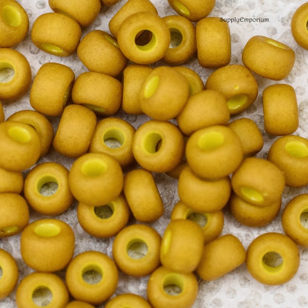 6/0 Matte Opaque Mustard 6/0 Miyuki Seed Beads, Miyuki 6-1233 Matte Opaque Mustard Seed Beads, 3081  (12g)