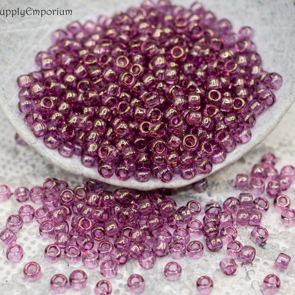 Seed Beads, Glass Beads, 8/0 Toho Gold Luster Rose Pink, Toho 8-628 Round Seed Bead, 15 grams (5944R)