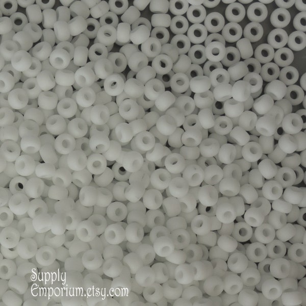 3371  (15g) - 8/0 Miyuki Matte White Seed Beads - White 8/0 Seed Beads - Miyuki # 402F - 8-402F