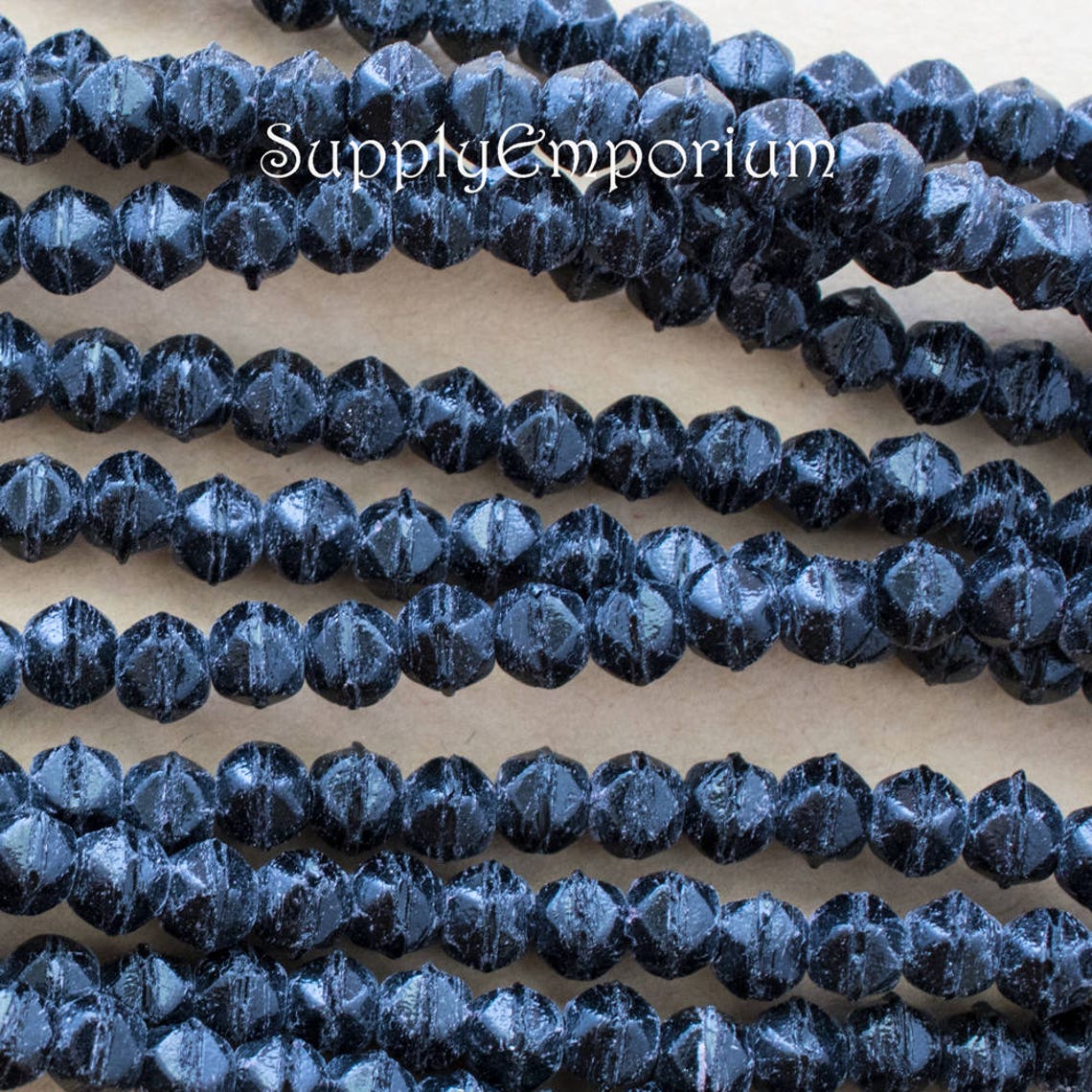 4574 3mm English Cut Matte Jet Beads 50 Beads English Cut Etsy