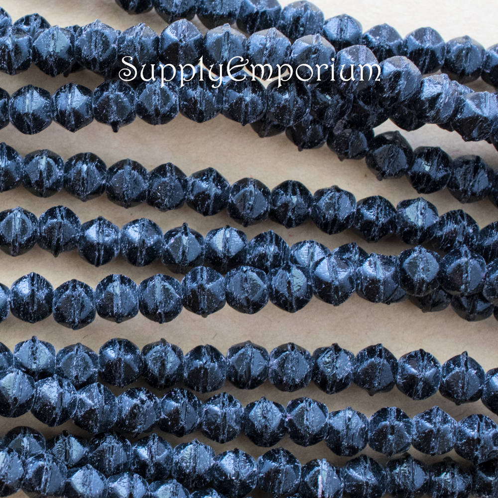 4574 3mm English Cut Matte Jet Beads 50 Beads English Cut Etsy