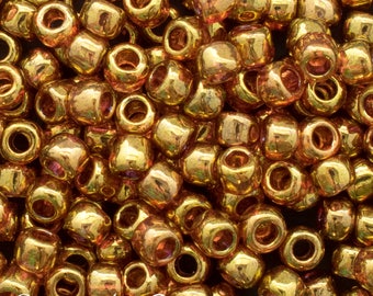 Toho 6/0 Seed Beads - Glass Beads - Toho 6-421 Gold Luster Fuchsia 6/0 Seed Beads - 3701 (16g)