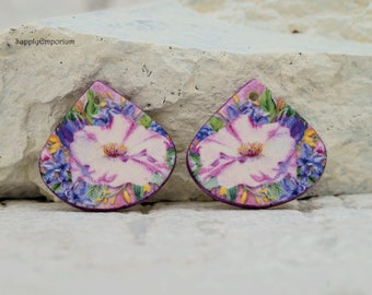 Polymer Clay Earring Charms. Polymer Clay Components. 2 Pieces (1 Pair). Image Transfer Earring Charms. Clay4250