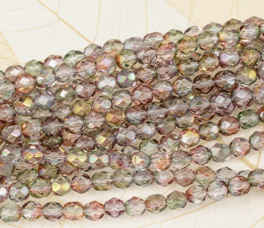 6mm Czech Glass Firepolished Round Bead Amethyst Arum 6mm Fire Polish