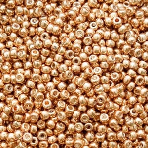 Seed Beads, 8/0 Galvanized Gold Miyuki Seed Beads -  Miyuki 1052 - 15 Grams, 8/0 Galvanized Gold Seed Beads, Metallic Gold, 2781