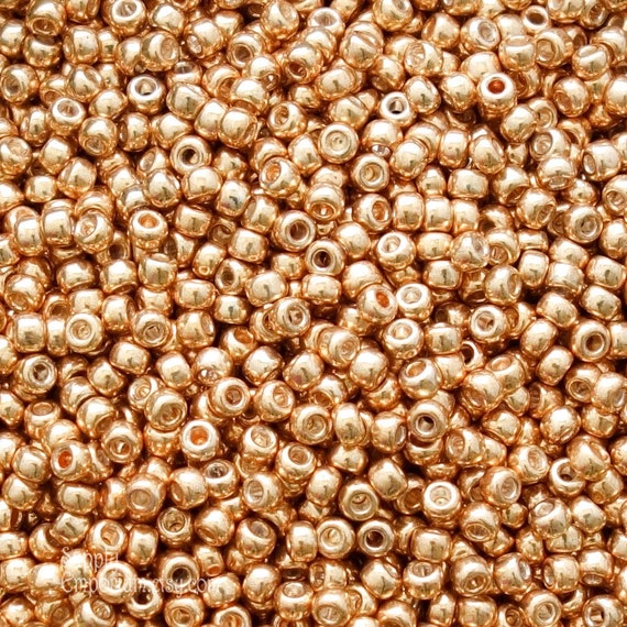 8/0 24KT Gold plated Metal Round Seed Beads-15Grams- Made in USA