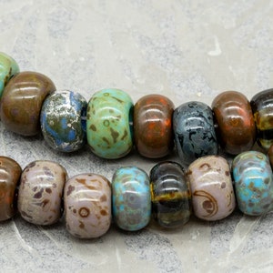 Aged Picasso Bead, Large Hole Beads, Large Hole Seed Bead, Aged Interstellar Picasso Mix, Czech 34/0 8.5mm Seed Beads, 7413RO-C7 (8" Strand)