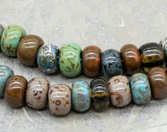 Aged Picasso Bead, Large Hole Beads, Large Hole Seed Bead, Aged Interstellar Picasso Mix, Czech 34/0 8.5mm Seed Beads, 7413RO-C7 (8" Strand)