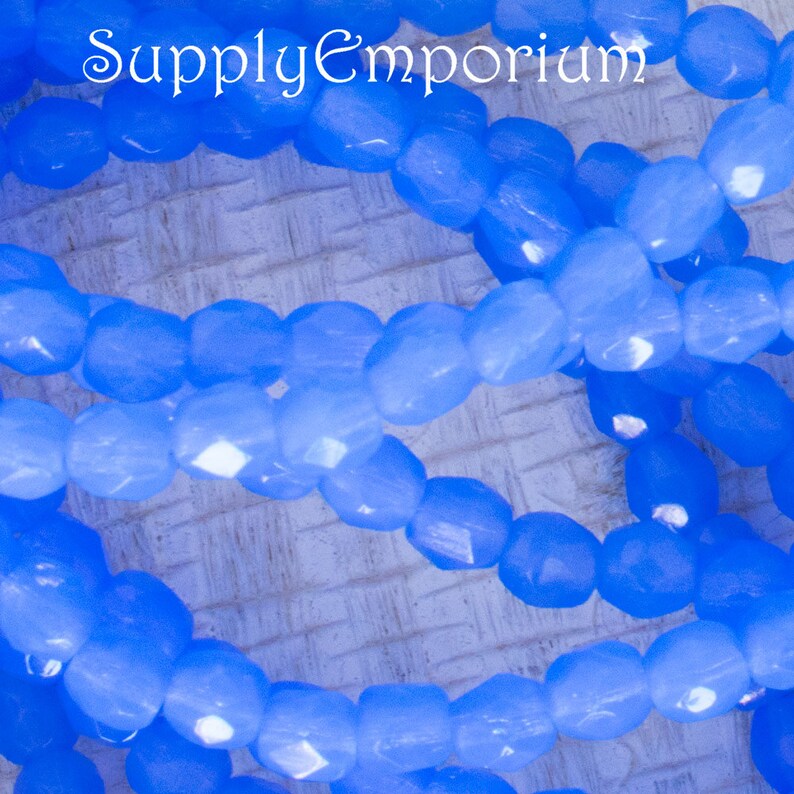 4791-4mm Opal Cornflower Firepolished Round Beads 50 beads 4mm Milky Cornflower Fire Polished Round Beads