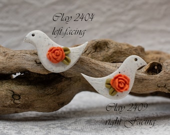 Clay Bird Bead, Handmade Charm - 1 Bead - Tiny Polymer Clay Bird Pendant