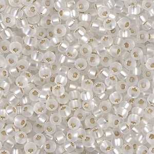 Matte Silver Lined Crystal 8/0 Miyuki Seed Bead - Miyuki 8/0 Matte Silver Lined Crystal - Miyuki 8-1F, 2070  (15g)