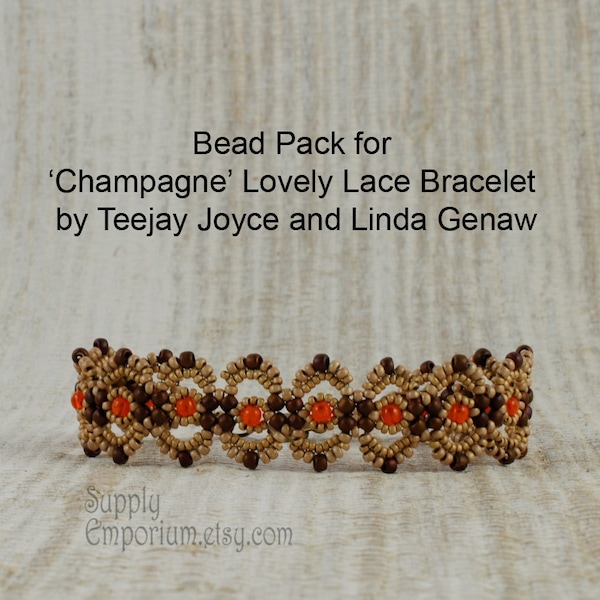 Bracelet Bead Pack, Beaded Bracelet Supplies, Bead Pack BB12, Champagne Lovely Lace Bracelet, Free Tutorial