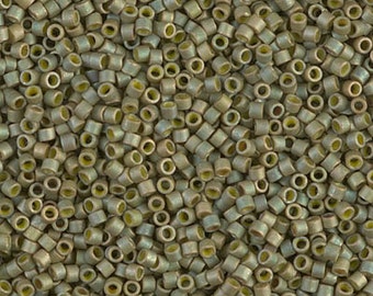 DB372  - 11/0 Miyuki Delica Seed Beads - Matte Opaque Light Olive Luster Delica 372 - 5 Grams - Delica DB-372 Olive Luster Delica