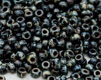 8/0 Miyuki Black Picasso Seed Beads. Miyuki 8-4511 Black Picasso 8/0 Seed Beads, 1337 (15g)