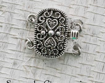 F 4654  (1 clasp) - 9x14mm Antique Silver Box Clasp, Antique Silver Plated Brass Box Clasp