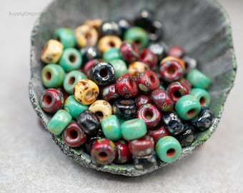 10 grams Picasso Seed Beads Seed Beads Czech Glass Beads Large Hole Beads A318 Size 2 Beads 6x4mm 20 Matubo Beads