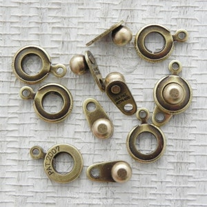 Snap Clasp, Hitch Clasp, Ball and Socket Clasp, Patented 8mm Antique Brass Snap Clasp, 6 Pieces, 2445F