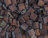 3635 - Matte Metallic Dark Raspberry Iris Miyuki Tila Two Hole Beads - 8 grams - TL-2005 Matte Metallic Dark Raspberry Iris Tila Bead -