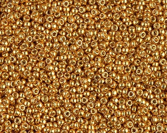 15/0 Miyuki Round Seed Bead, 15-4203 Miyuki Duracoat Galvanized Yellow Gold, 4800  (5g)