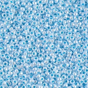 4984 - 11/0 Miyuki Aqua Lined Pearl White Seed Beads, 10 grams, Miyuki 11-430 Aqua Lined Pearl White Seed Beads - Aqua 11/0 Miyuki Seed Bead