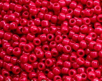 Opaque Dark Red 320 Jumbo Czech Glass Seed Beads 25grams 7mm