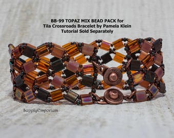 Bead Packs, Bracelet Pack, Beaded Bracelet Supplies, BB-99 Topaz BEAD PACK for Tila Crossroads Bracelet