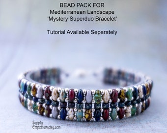Bracelet Bead Pack, Mediterranean Landscape 'Mystery Superduo'  Beadweaving Bracelet Bead Pack, Free Tutorial, BB-22 Bracelet