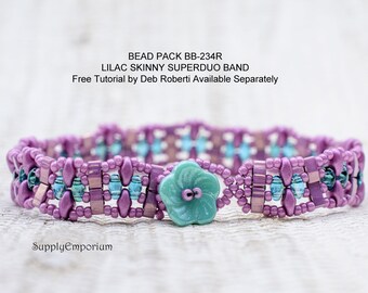 Bead Packs, Bracelet Pack, Beaded Bracelet Supplies, Bead Pack BB-234R Lilac Skinny Superduo Bands Bracelet