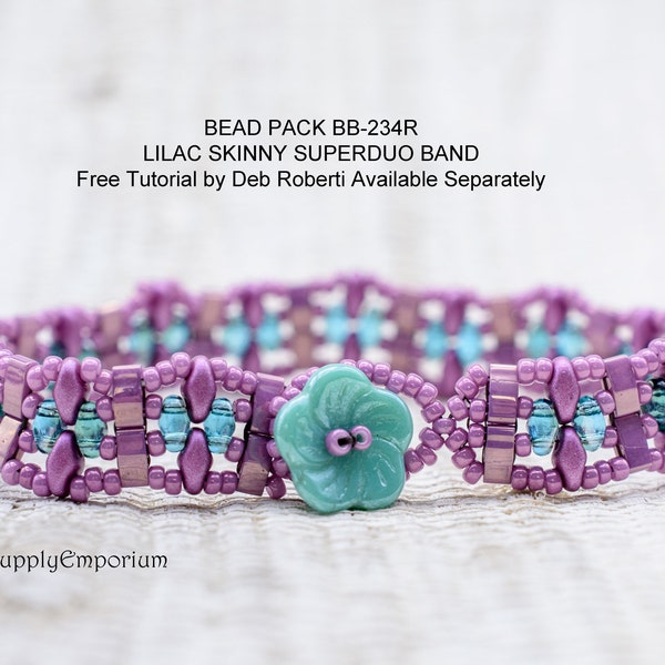 Bead Packs, Bracelet Pack, Beaded Bracelet Supplies, Bead Pack BB-234R Lilac Skinny Superduo Bands Bracelet