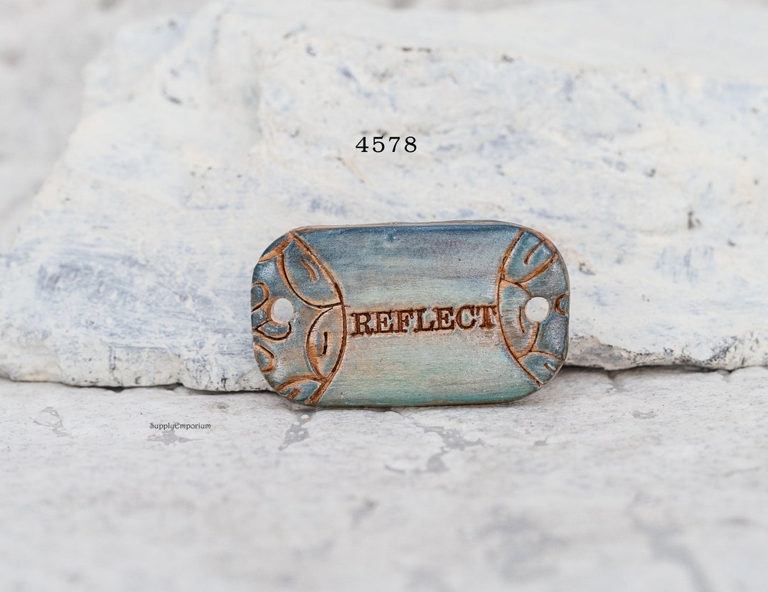 Polymer Clay Embossed Word Connector, 2 Hole Polymer Clay Pendant YOUR