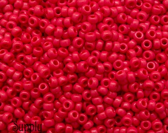 8/0 Miyuki Opaque Red Seed Beads - 8/0 Opaque Red Miyuki Seed Beads - Miyuki 8-408 - 845 (15g)