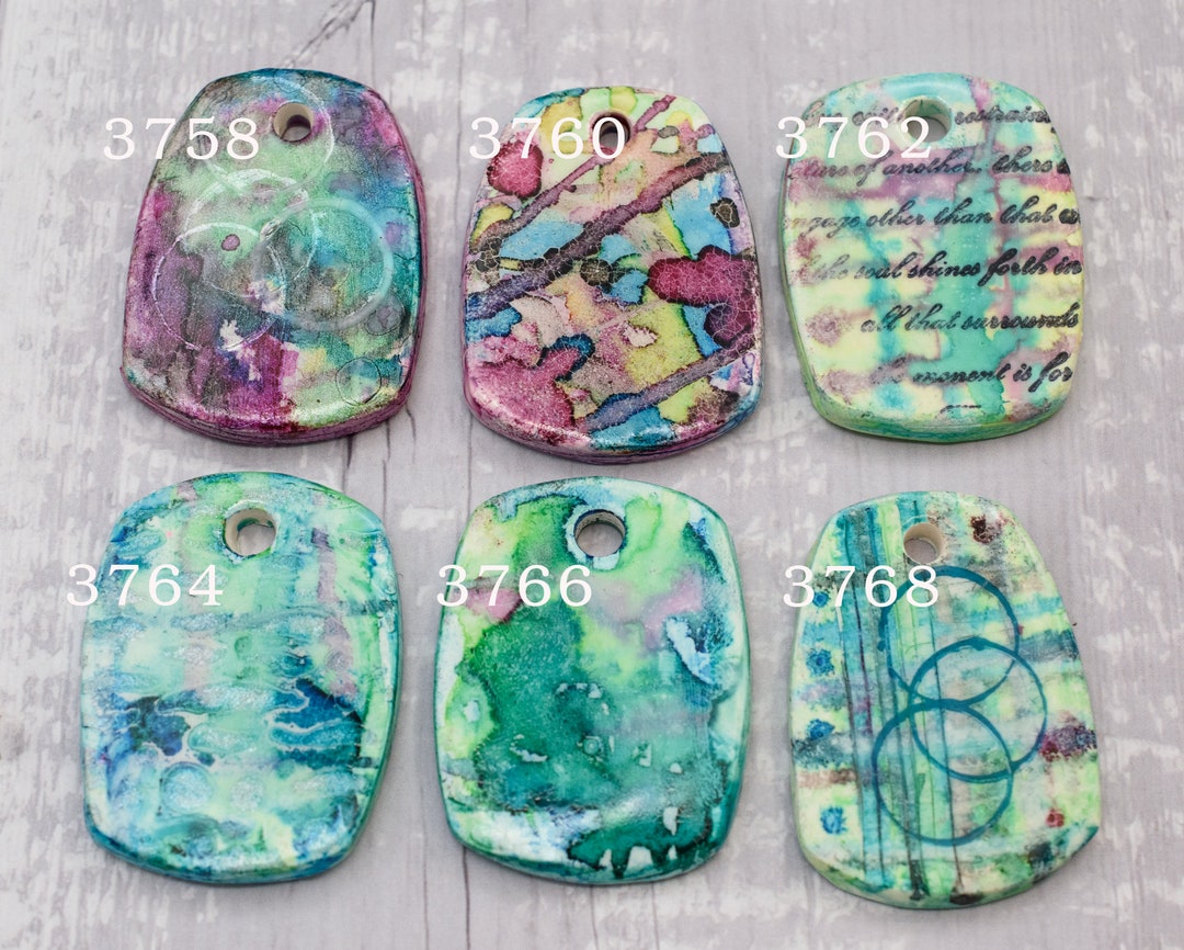 YOUR CHOICE Watercolor Polymer Clay Pendant 1 Piece Etsy