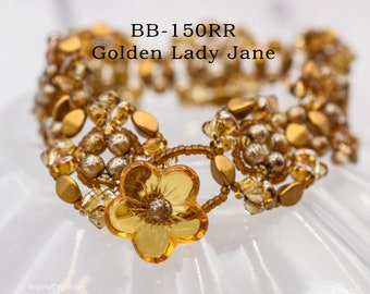 Bracelet Bead Pack, Bead Weaving, DIY Jewelry Supplies, Golden Lady Jane Bracelet Bead Pack BB150RR