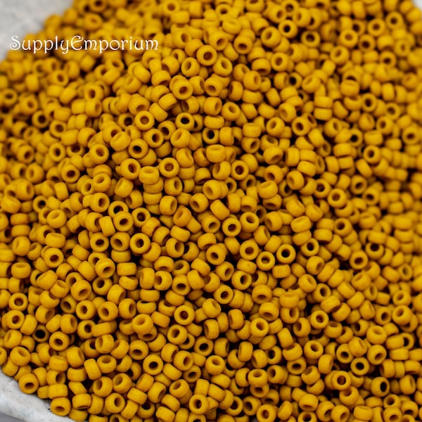 15/0 Miyuki Matte Opaque Mustard Seed Beads - Miyuki 15-1233 Matte Opaque Mustard 15/0 Seed Beads - 4370RR  (5grams)