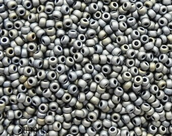 11/0 Miyuki Matte Metallic Silver Gray Seed Beads - 10 grams - 4942 - 11-2002 Miyuki Matte Metallic Silver Gray Seed Beads