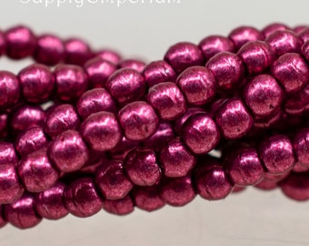 3528R - Czech Glass 2mm Sueded Gold Lilypad Druk Beads, 100 Beads, Sueded Gold Lily Pad 2mm Smooth Druk Round Beads