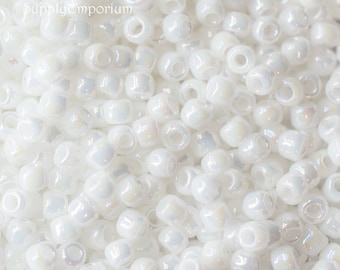 11/0 Opaque Rainbow White Toho Seed Beads - Toho 11-401 Opaque Rainbow White 11/0 Seed Beads, 2700R (10g)