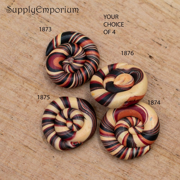 Handmade Mokume Gane 20X6mm Coiled Polymer Clay Beads 1873 1874 1875 1876