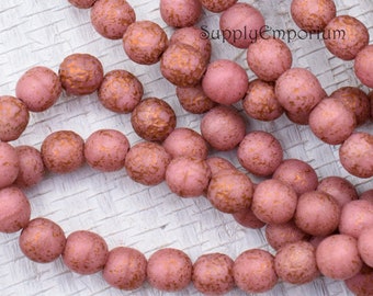 BQ17 8pcs 6mm Bead Holes Brushed Gray Beads 15mm Dusty Rose Pearlized Porcelain Rondelle Beads