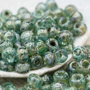 Miyuki Seed Bead - Glass Beads - 6/0 Transparent Olivine Picasso - 6/0 Seed Beads - Miyuki 6-4506 - Seafoam Picasso, 1215, 15 Grams