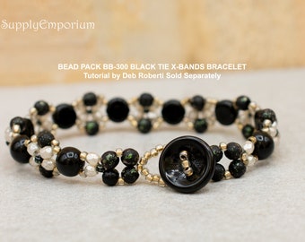 Bead Packs, Bracelet Pack, Beaded Bracelet Supplies, Bead Pack BB-300 Black Tie X-Bands Bracelet