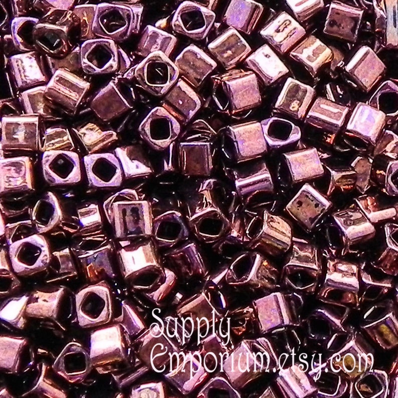 1725 3mms Toho Olympic Bronze Cube Beads 3x3mm Toho Glass Square Beads 10 grams color 224 image 1