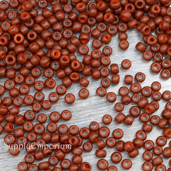 2965RA, 8/0 Semi Glazed Burnt Orange Toho Seed Beads, 15 Grams, Toho 8-2610F Semi Glazed Burnt Orange