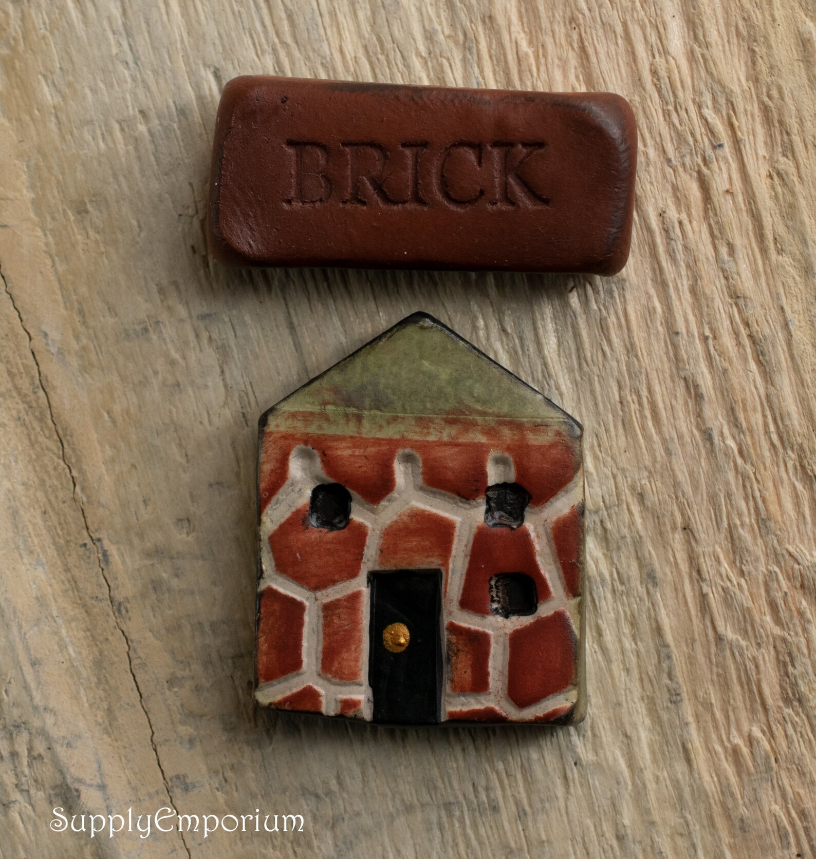 CLAY314 Polymer Clay BRICK HOUSE 22x27mm House and Brick Etsy
