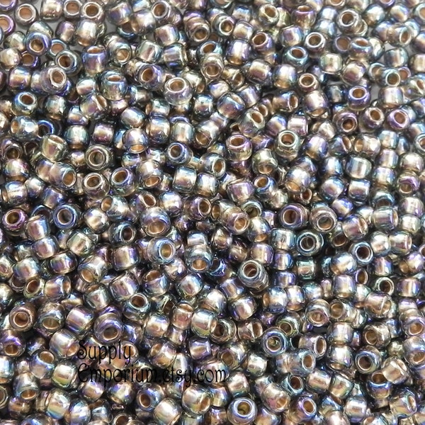 3316R, 15/0 Gold Lined Rainbow Black Diamond Toho Seed Beads, 5 Grams, Gold Rainbow Black Diamond 15/0 Toho 15-999 Seed Beads